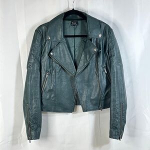 Bardot Teal Faux Leather Moto Jacket – Women’s Size 10/L